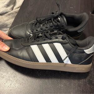 Adidas Women’s Black Sneakers with White Stripes